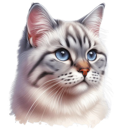 White Tabby Cat With Blue Eyes Vinyl Sticker Decal