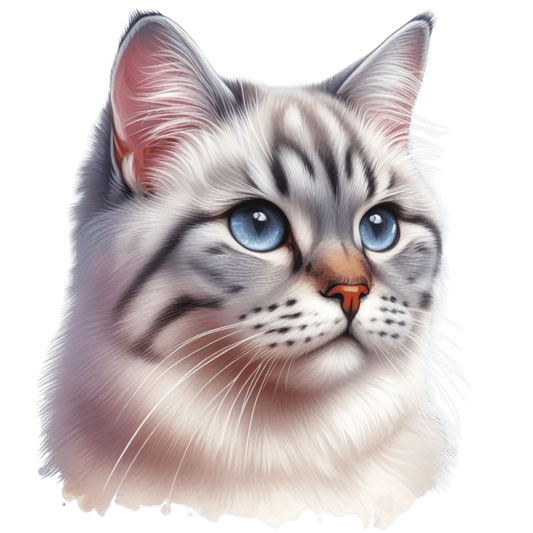 White Tabby Cat With Blue Eyes Vinyl Sticker Decal