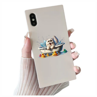White Persian Cat In Bathtub Vinyl Sticker Decal