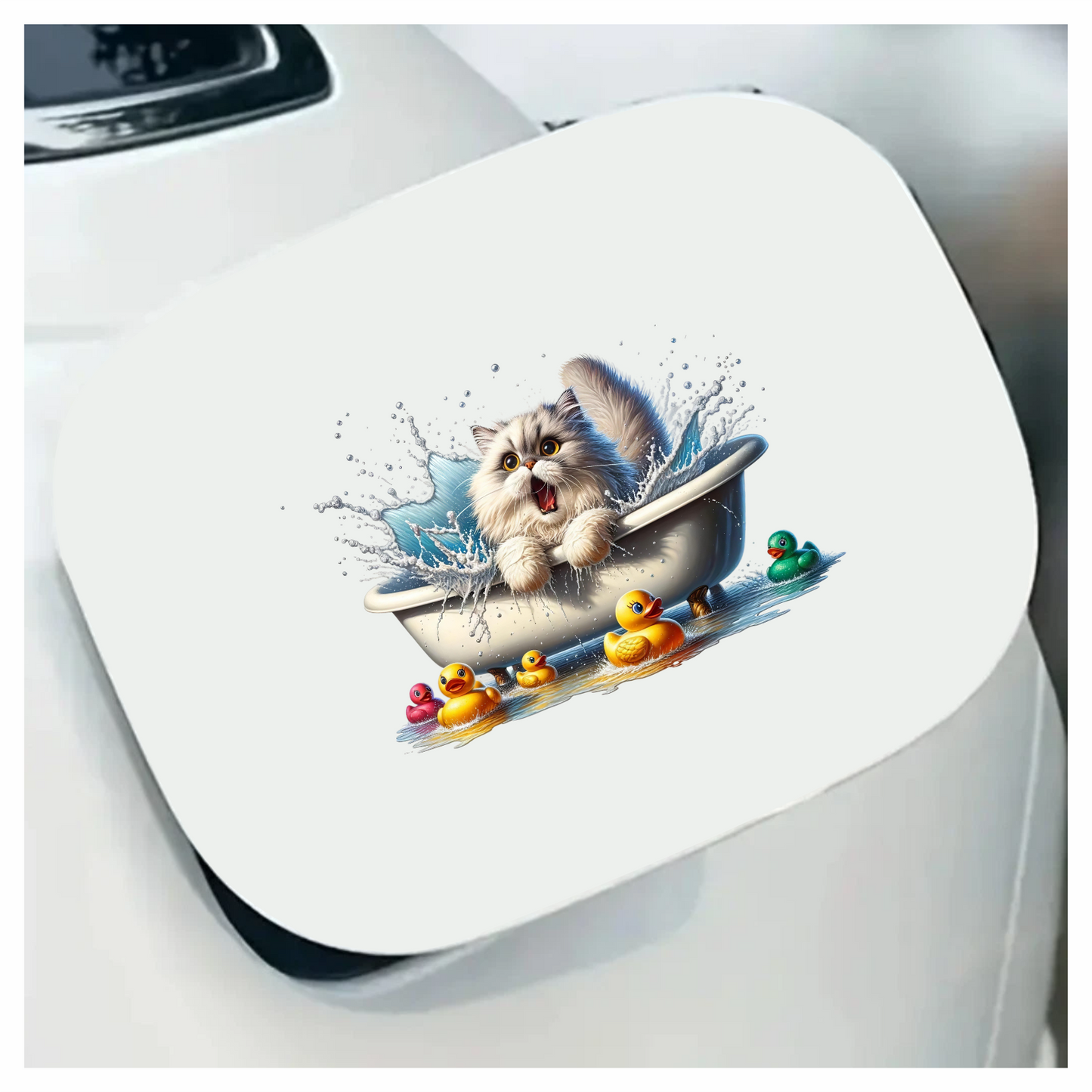 White Persian Cat In Bathtub Vinyl Sticker Decal