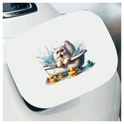 White Persian Cat In Bathtub Vinyl Sticker Decal