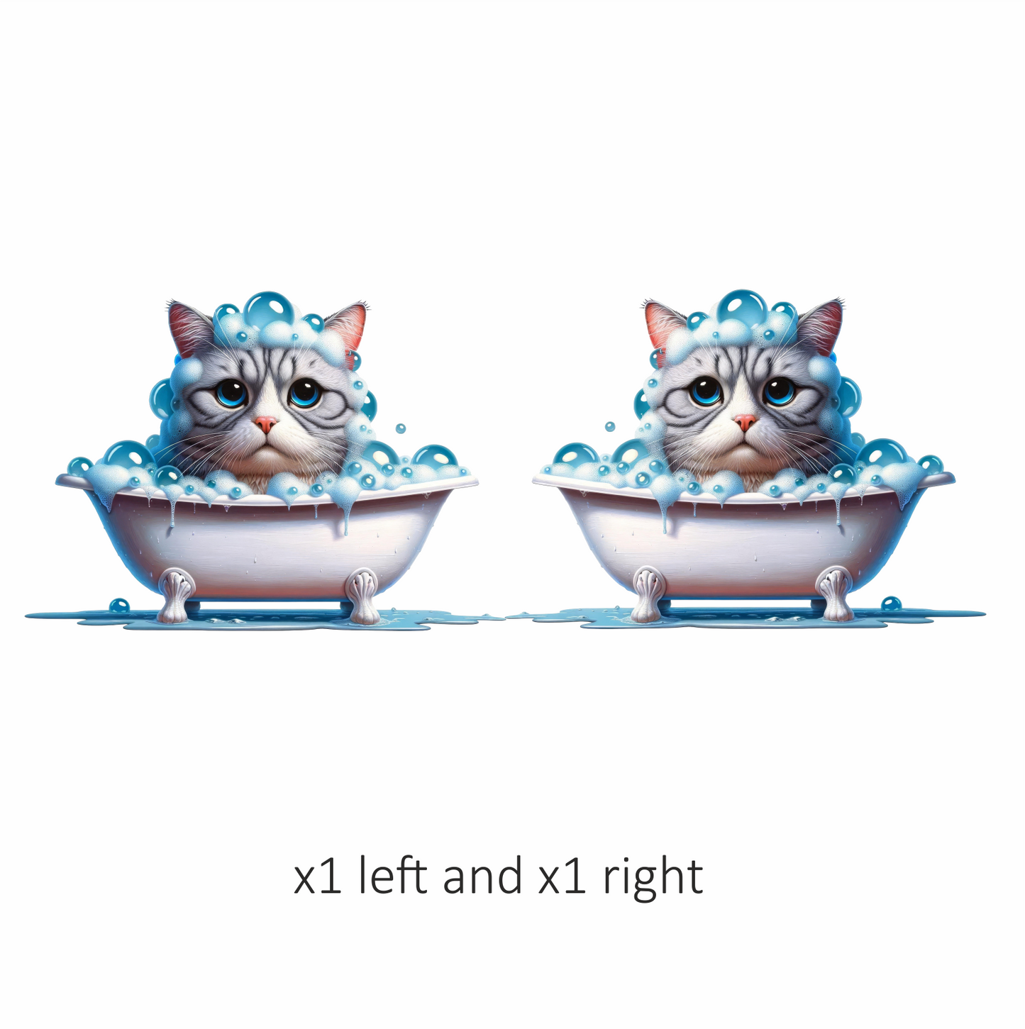 Gray Tabby Cat In White Bathtub Vinyl Sticker Decal