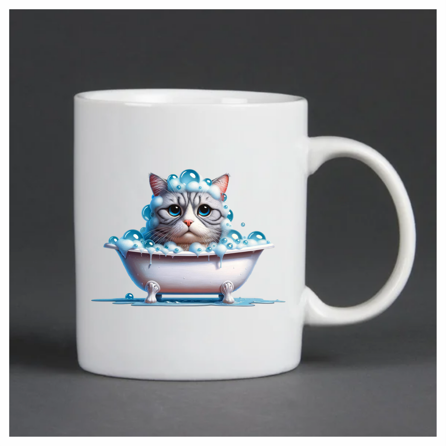 Gray Tabby Cat In White Bathtub Vinyl Sticker Decal