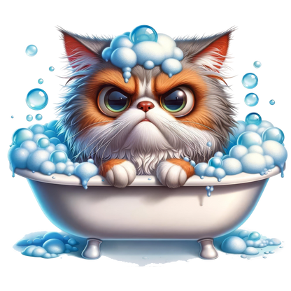 Brown Persian Cat In White Bathtub Vinyl Sticker Decal