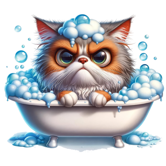 Brown Persian Cat In White Bathtub Vinyl Sticker Decal