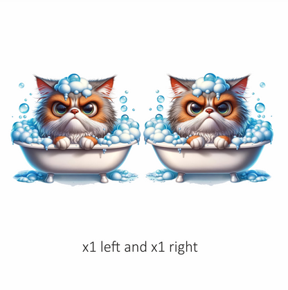 Brown Persian Cat In White Bathtub Vinyl Sticker Decal