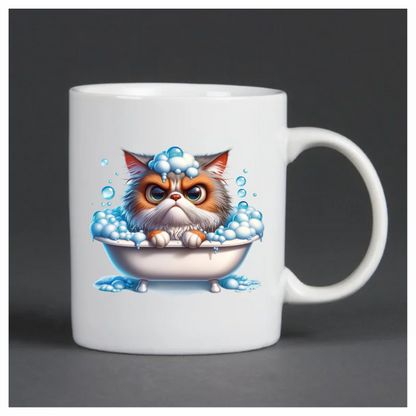 Brown Persian Cat In White Bathtub Vinyl Sticker Decal