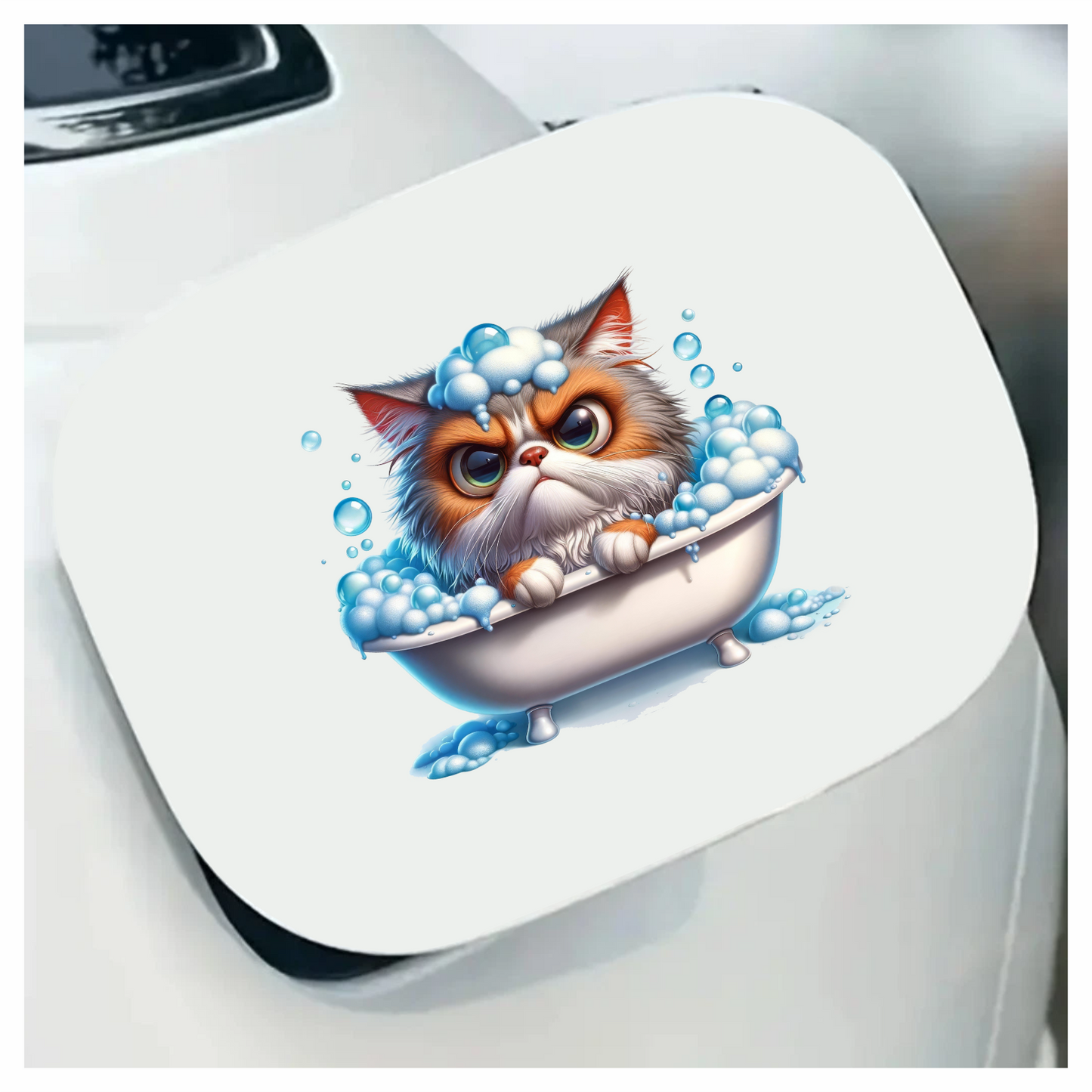 Brown Persian Cat In White Bathtub Vinyl Sticker Decal