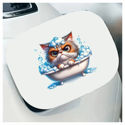 Brown Persian Cat In White Bathtub Vinyl Sticker Decal