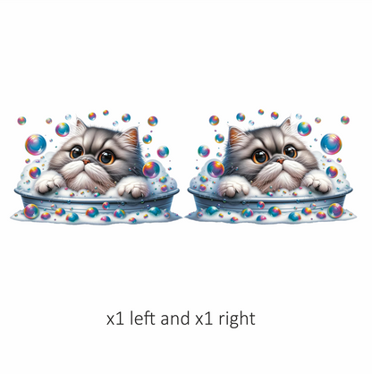 Gray Persian Cat In Soap Bubbles Vinyl Sticker Decal