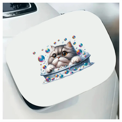 Gray Persian Cat In Soap Bubbles Vinyl Sticker Decal