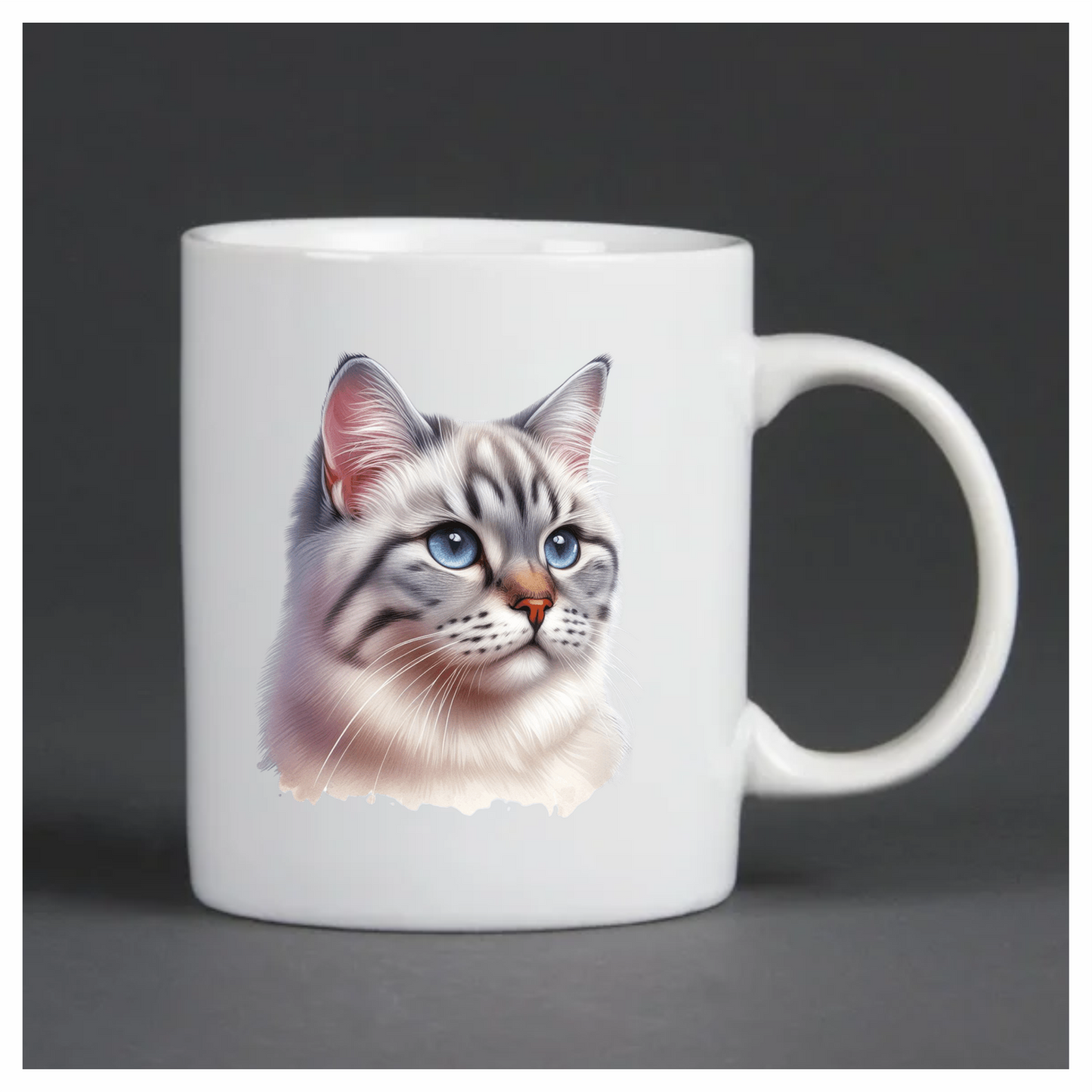 White Tabby Cat With Blue Eyes Vinyl Sticker Decal
