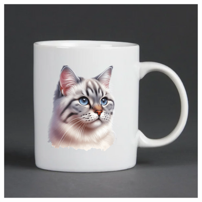 White Tabby Cat With Blue Eyes Vinyl Sticker Decal