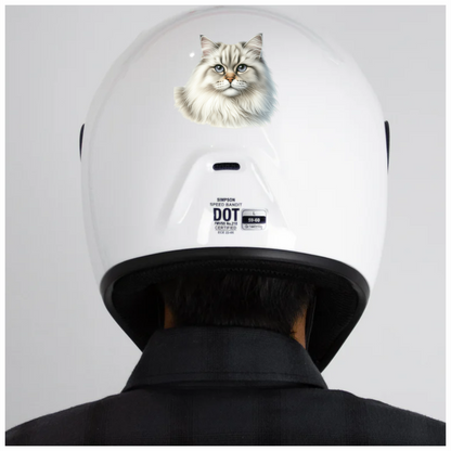 White Siberian Cat With Blue Eyes Vinyl Sticker Decal