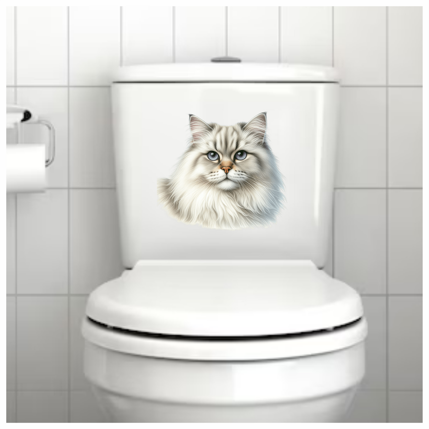 White Siberian Cat With Blue Eyes Vinyl Sticker Decal