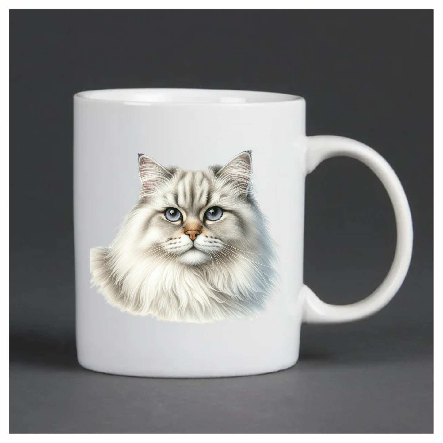 White Siberian Cat With Blue Eyes Vinyl Sticker Decal