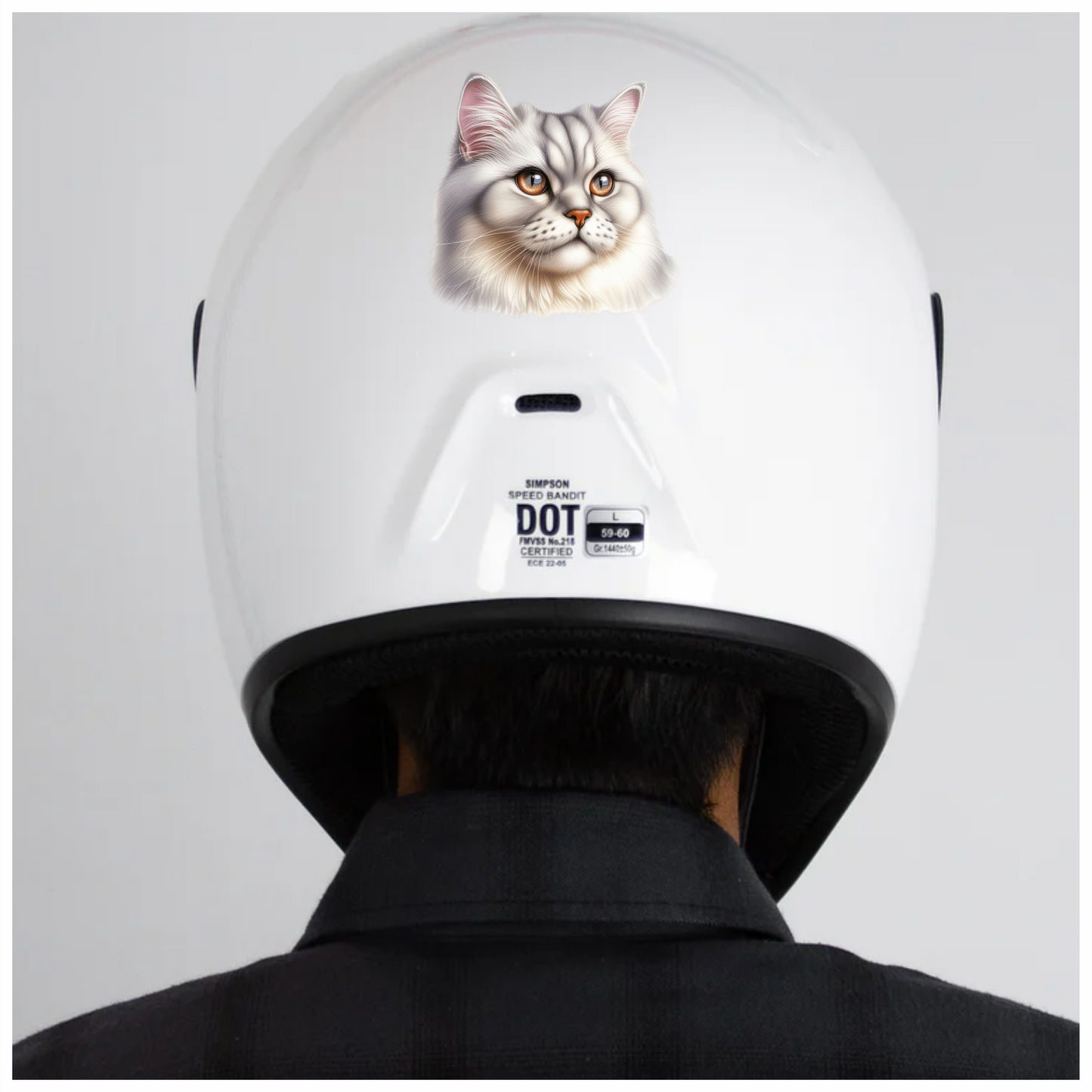 White Persian Cat With Orange Eyes Vinyl Sticker Decal
