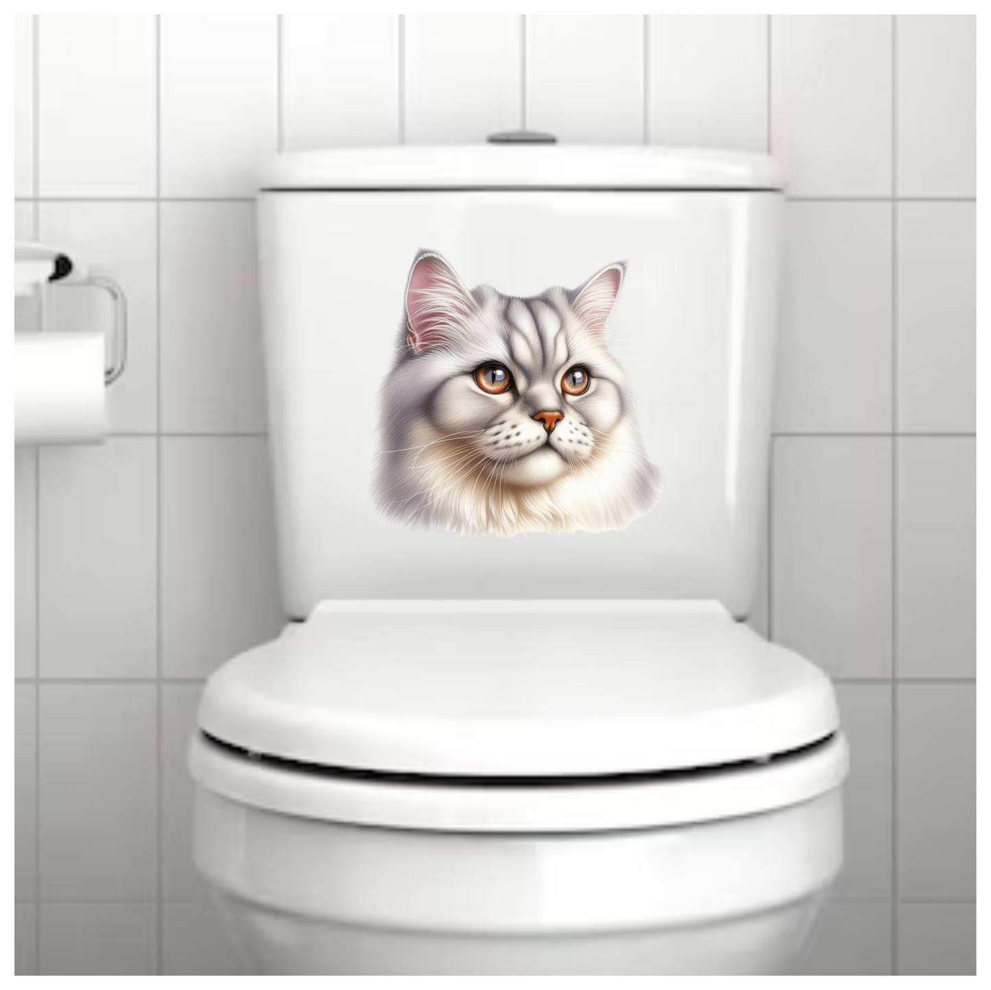 White Persian Cat With Orange Eyes Vinyl Sticker Decal