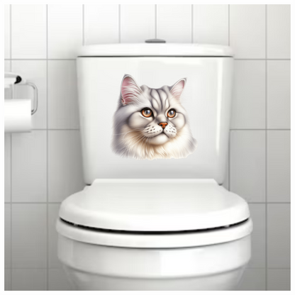 White Persian Cat With Orange Eyes Vinyl Sticker Decal