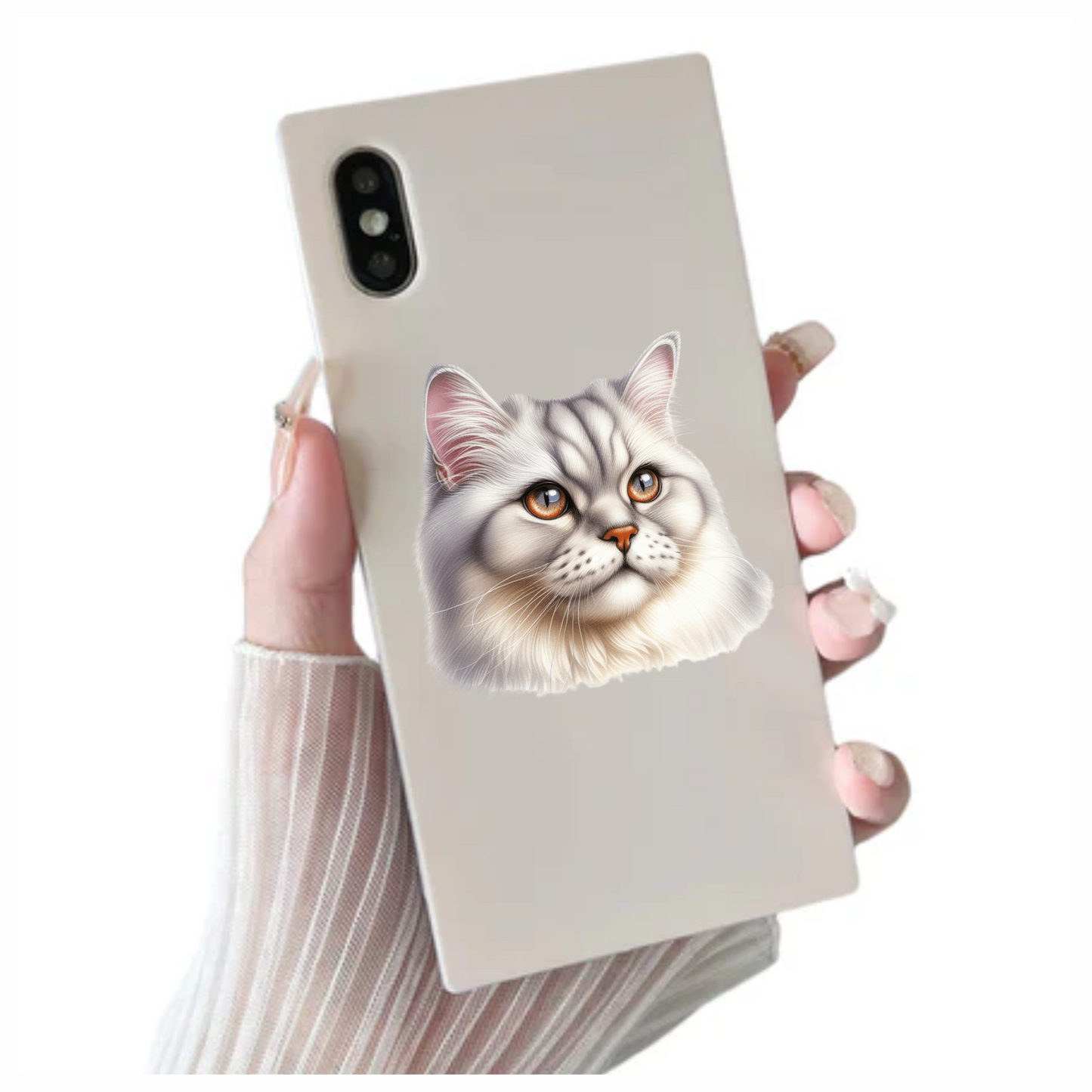 White Persian Cat With Orange Eyes Vinyl Sticker Decal