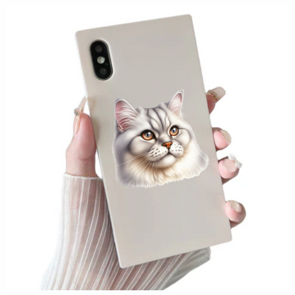 White Persian Cat With Orange Eyes Vinyl Sticker Decal