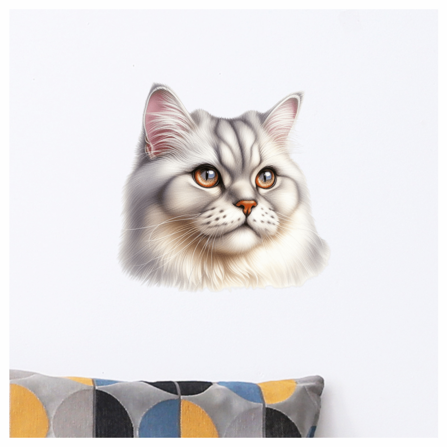 White Persian Cat With Orange Eyes Vinyl Sticker Decal