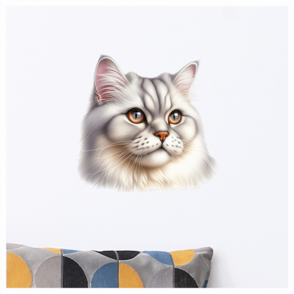 White Persian Cat With Orange Eyes Vinyl Sticker Decal