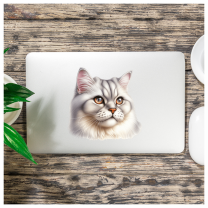 White Persian Cat With Orange Eyes Vinyl Sticker Decal
