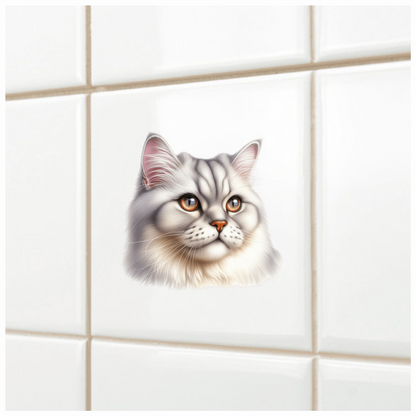 White Persian Cat With Orange Eyes Vinyl Sticker Decal