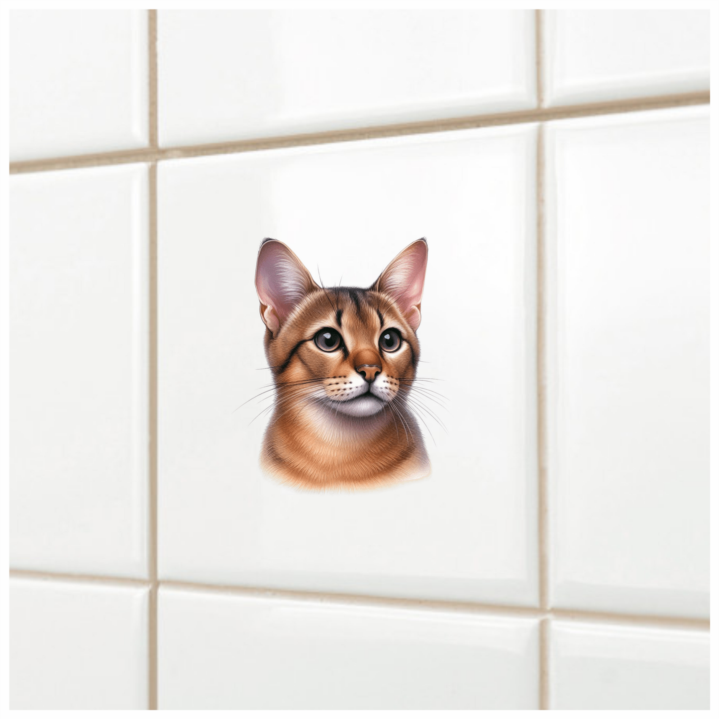 Brown Abyssinian Cat With Dark Eyes Vinyl Sticker Decal
