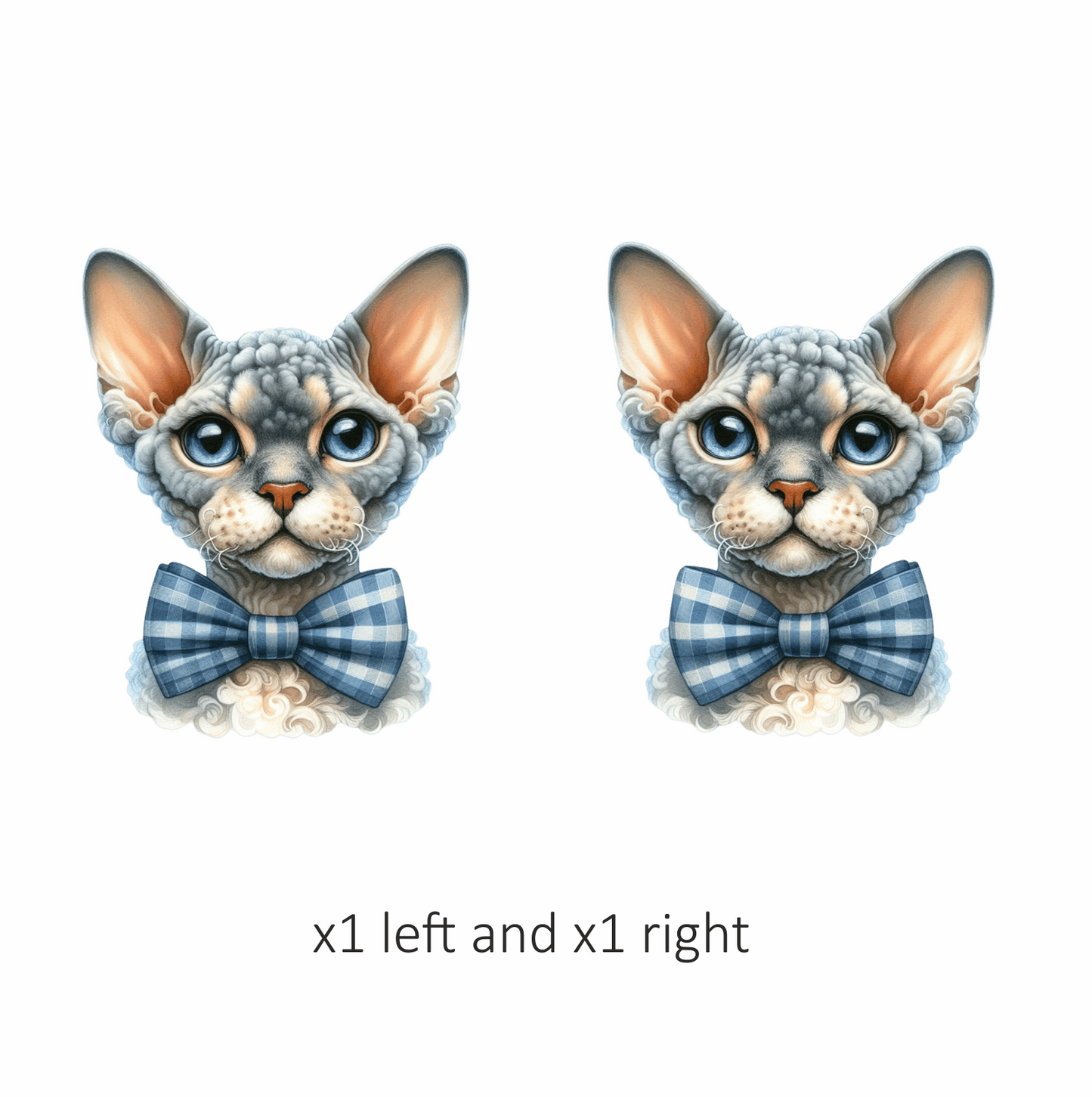 Gray Devon Rex Cat With Bow Vinyl Sticker Decal