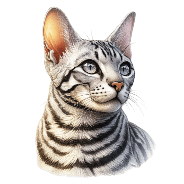 Gray Bengal Cat With Striped Vinyl Sticker Decal