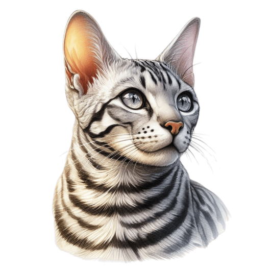 Gray Bengal Cat With Striped Vinyl Sticker Decal