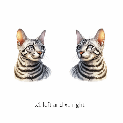 Gray Bengal Cat With Striped Vinyl Sticker Decal