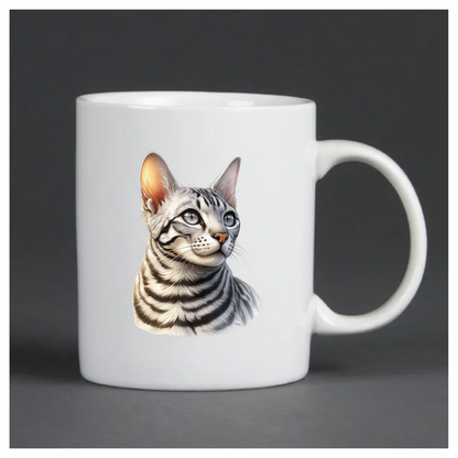 Gray Bengal Cat With Striped Vinyl Sticker Decal