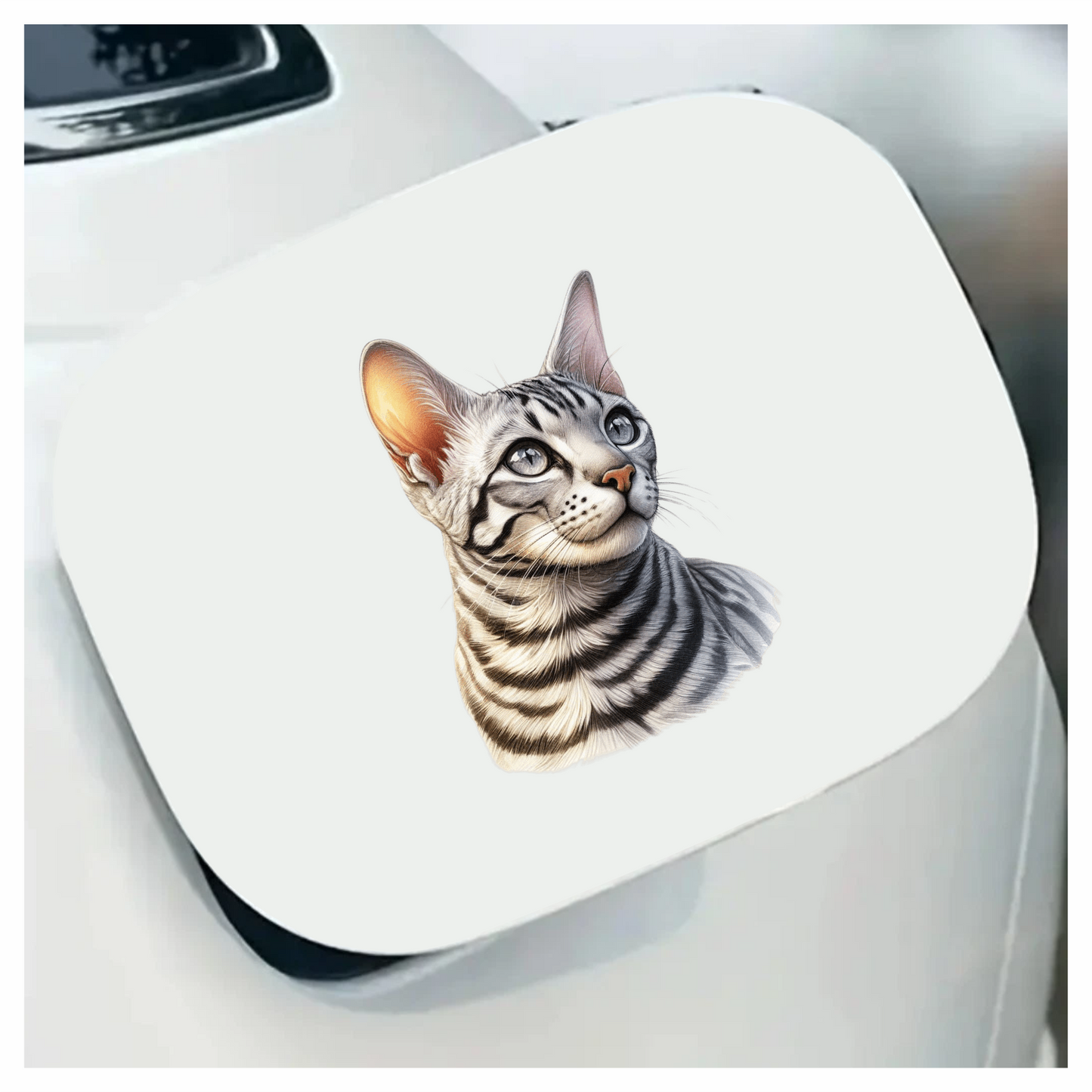 Gray Bengal Cat With Striped Vinyl Sticker Decal
