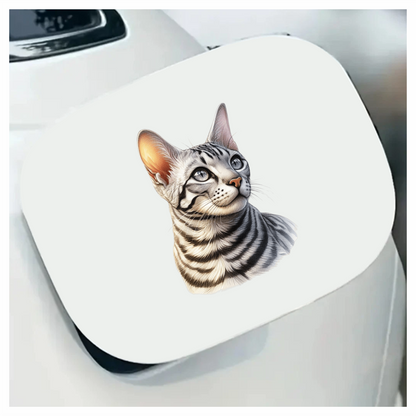 Gray Bengal Cat With Striped Vinyl Sticker Decal