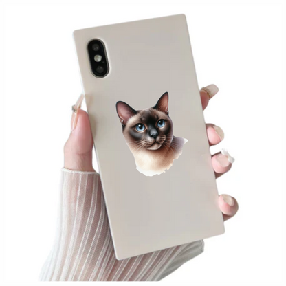 Brown Siamese Cat With Blue Eyes Vinyl Sticker Decal