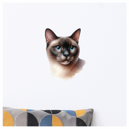 Brown Siamese Cat With Blue Eyes Vinyl Sticker Decal