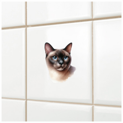 Brown Siamese Cat With Blue Eyes Vinyl Sticker Decal