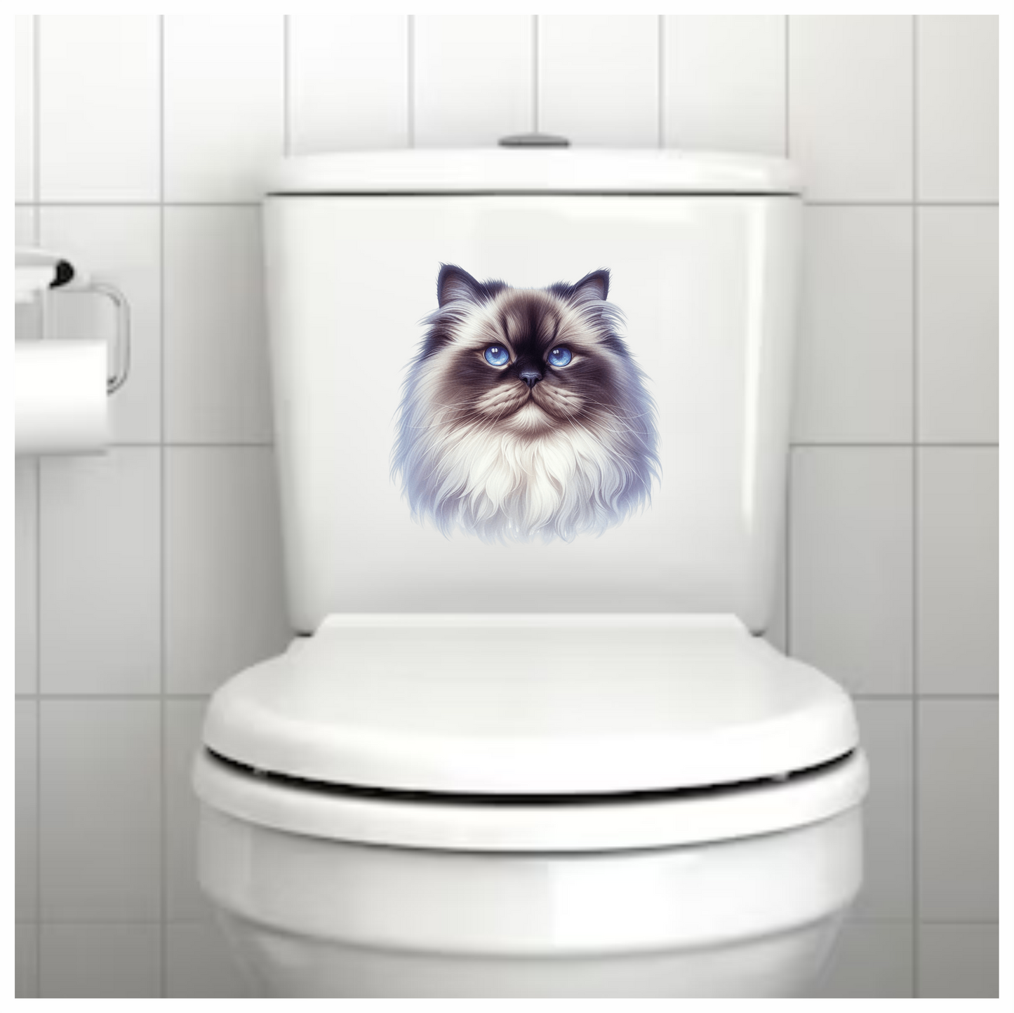 White Himalayan Cat With Blue Eyes Vinyl Sticker Decal