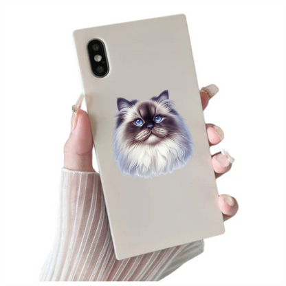 White Himalayan Cat With Blue Eyes Vinyl Sticker Decal