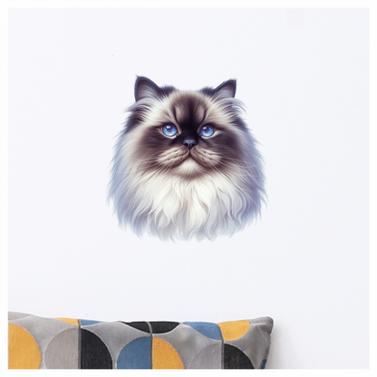 White Himalayan Cat With Blue Eyes Vinyl Sticker Decal