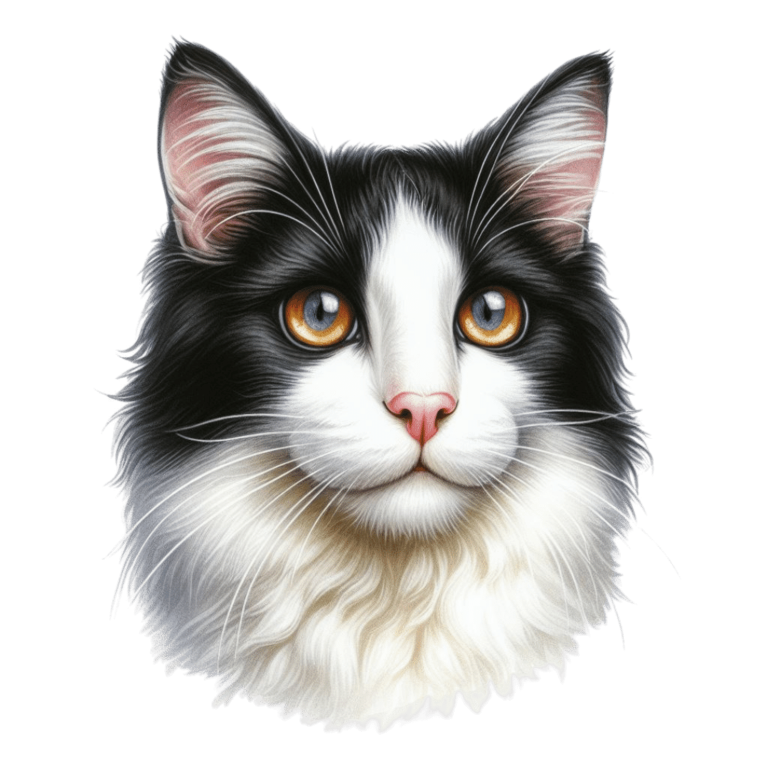 Black White Cat With Orange Eyes Vinyl Sticker Decal