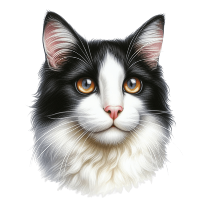 Black White Cat With Orange Eyes Vinyl Sticker Decal