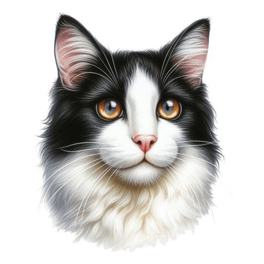 Black White Cat With Orange Eyes Vinyl Sticker Decal