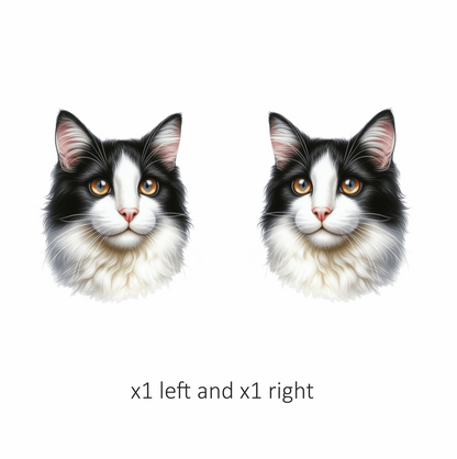 Black White Cat With Orange Eyes Vinyl Sticker Decal