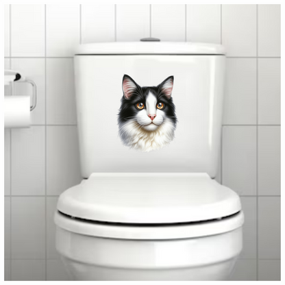 Black White Cat With Orange Eyes Vinyl Sticker Decal