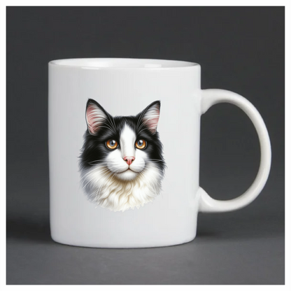 Black White Cat With Orange Eyes Vinyl Sticker Decal