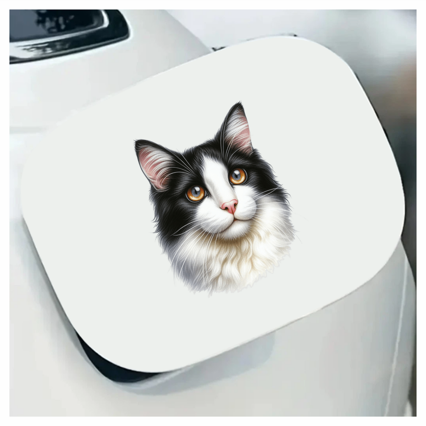 Black White Cat With Orange Eyes Vinyl Sticker Decal